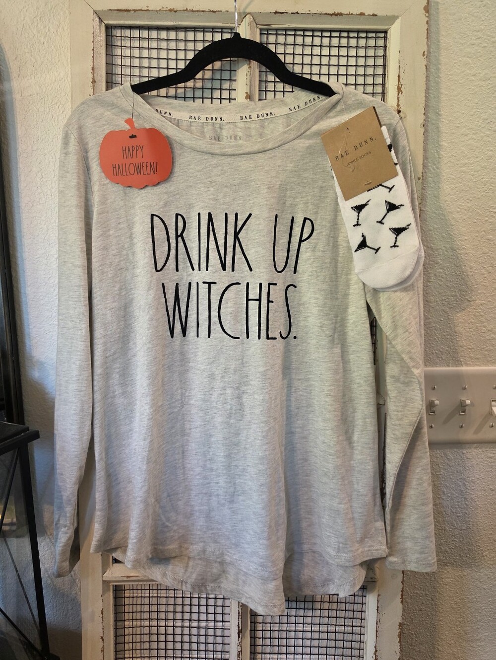 NWT Rae Dunn Halloween Top With Socks